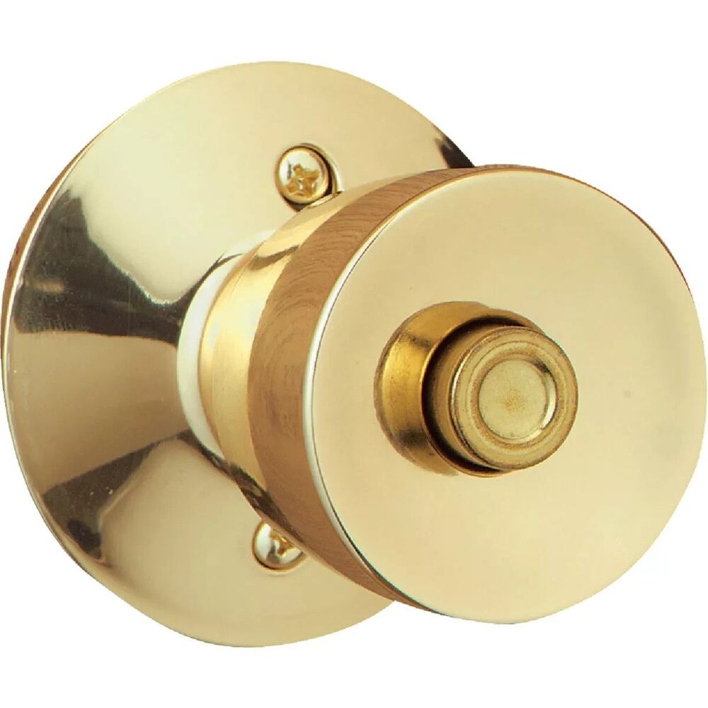 Schlage F40 V BEL 605 Bell Door Knob, Bed & Bath Privacy with Lock, Bright Brass